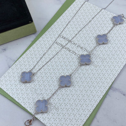 ˇGilded EraˇCLOVER  5 MOTIF PURPLE CHALCEDONY BRACELET SILVER
