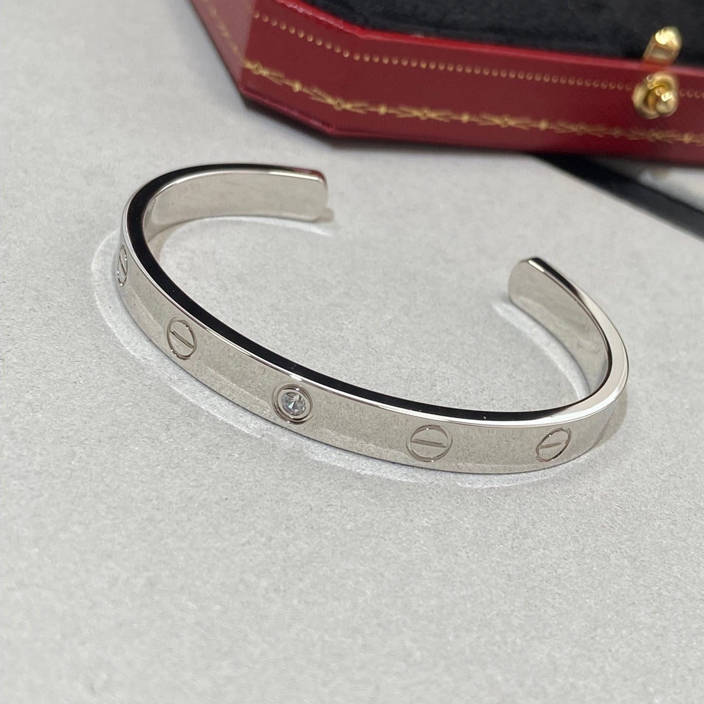 ˇGilded EraˇLOVE BRACELET 6.1MM 1 DIAMOND OPEN CUFF