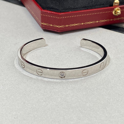 ˇGilded EraˇLOVE BRACELET 6.1MM 1 DIAMOND OPEN CUFF