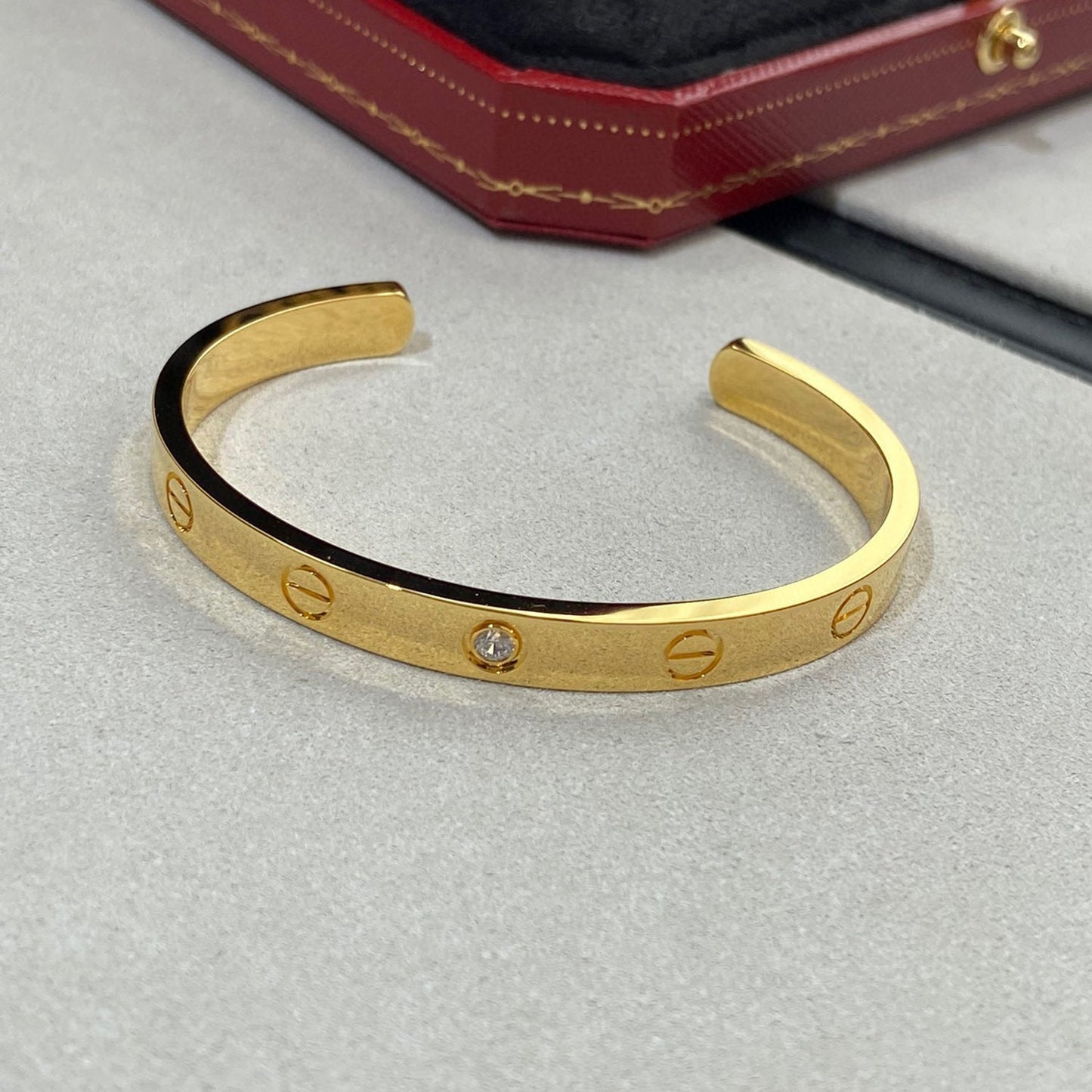 ˇGilded EraˇLOVE BRACELET 6.1MM 1 DIAMOND OPEN CUFF