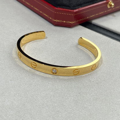 ˇGilded EraˇLOVE BRACELET 6.1MM 1 DIAMOND OPEN CUFF