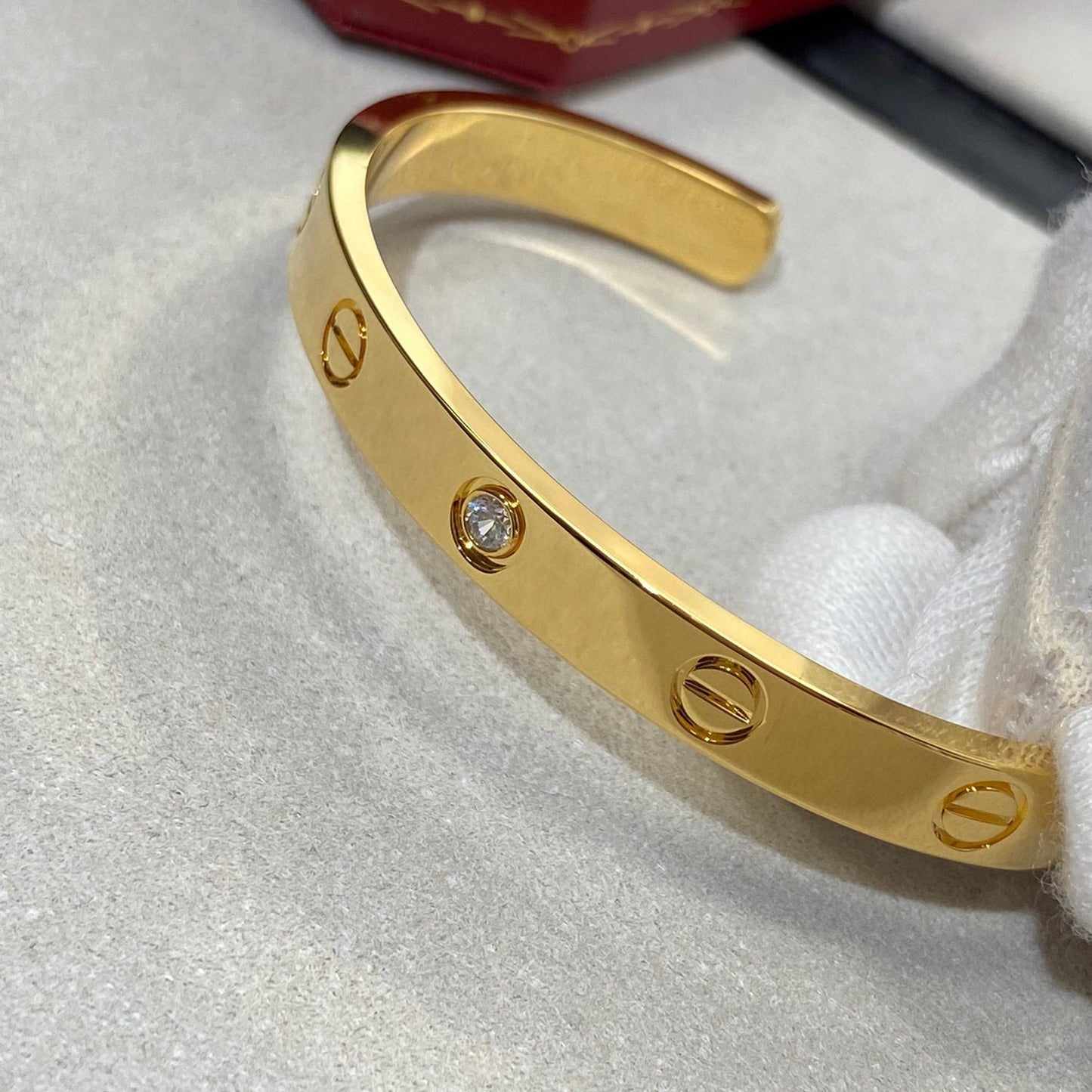 ˇGilded EraˇLOVE BRACELET 6.1MM 1 DIAMOND OPEN CUFF