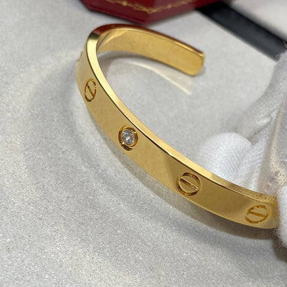 ˇGilded EraˇLOVE BRACELET 6.1MM 1 DIAMOND OPEN CUFF