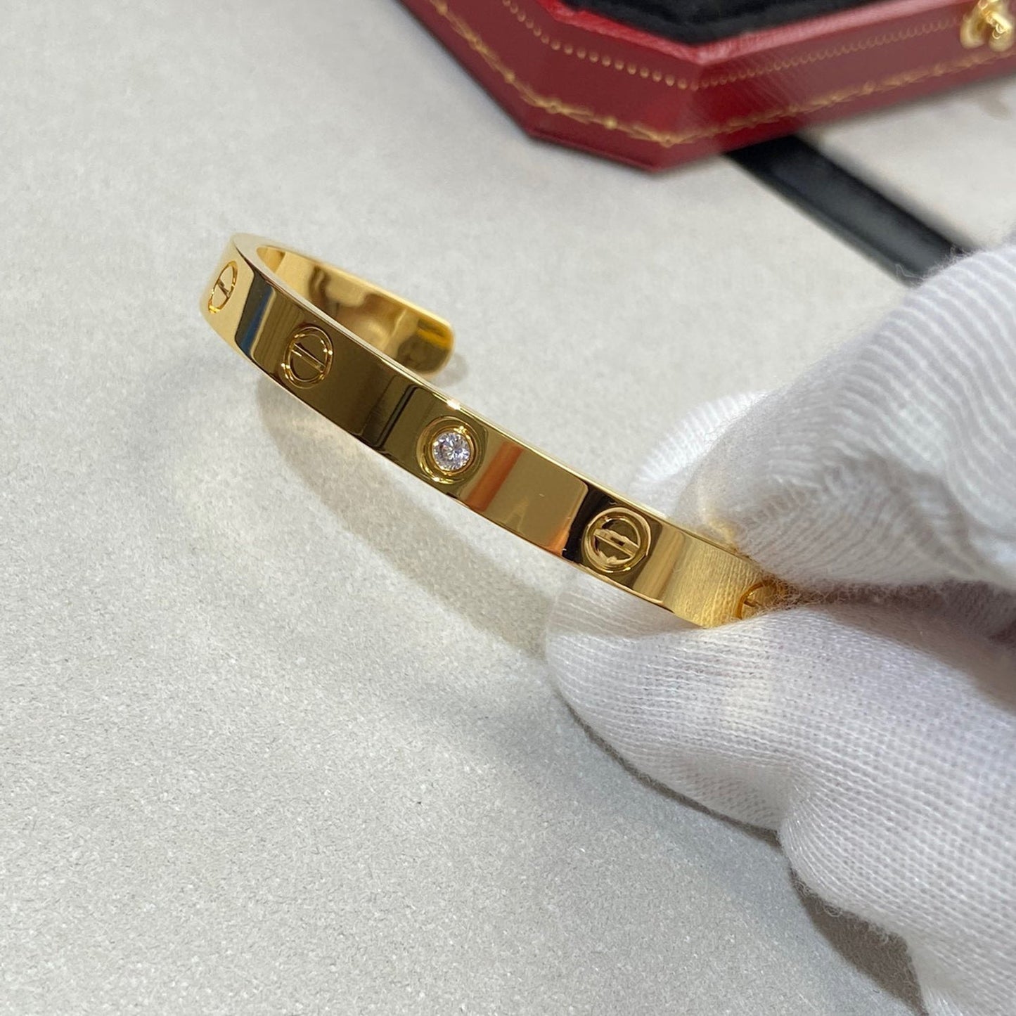 ˇGilded EraˇLOVE BRACELET 6.1MM 1 DIAMOND OPEN CUFF