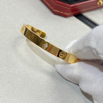 ˇGilded EraˇLOVE BRACELET 6.1MM 1 DIAMOND OPEN CUFF