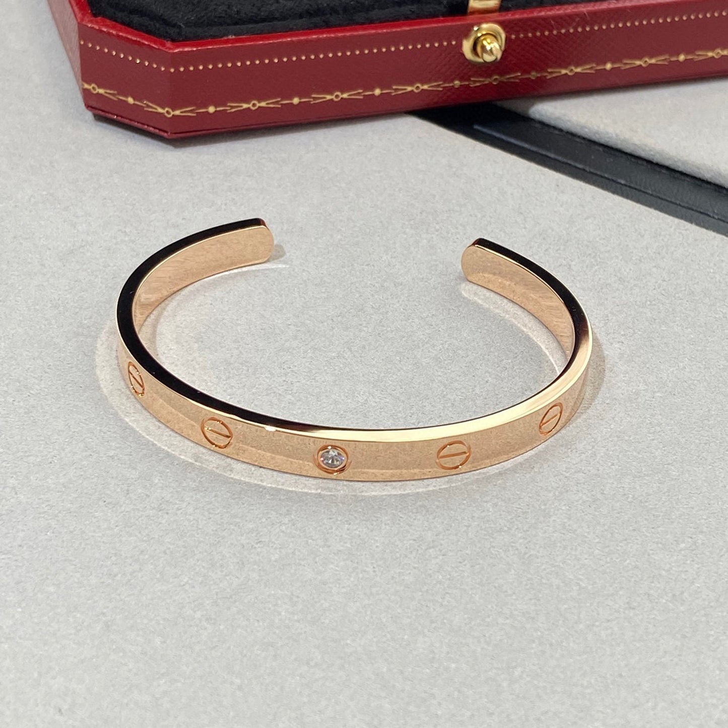 ˇGilded EraˇLOVE BRACELET 6.1MM 1 DIAMOND OPEN CUFF