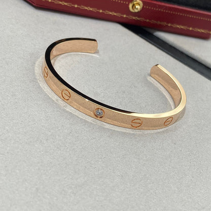 ˇGilded EraˇLOVE BRACELET 6.1MM 1 DIAMOND OPEN CUFF
