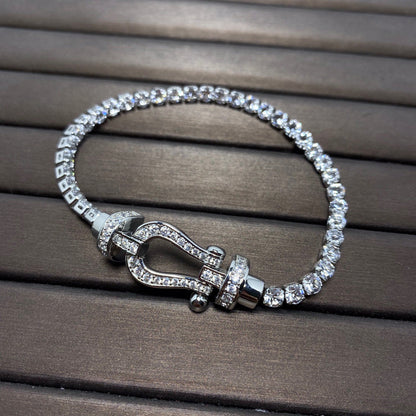 ˇGilded EraˇFORCE  LARGE HORSESHOE FULL DIAMOND TENNIS BRACELET