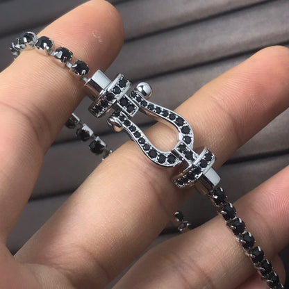 ˇGilded EraˇFORCE  LARGE HORSESHOE FULL DIAMOND TENNIS BRACELET