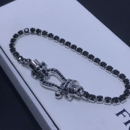 ˇGilded EraˇFORCE  LARGE HORSESHOE FULL DIAMOND TENNIS BRACELET