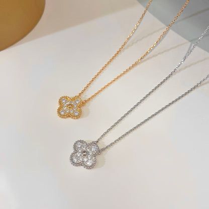 ˇGilded EraˇCLOVER 15MM DIAMOND SINGLE FLOWER NECKLACE