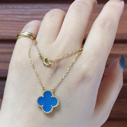 ˇGilded EraˇCLOVER 15MM BLUE AGATE NECKLACE