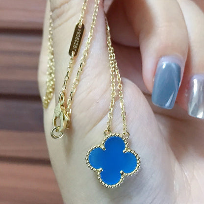 ˇGilded EraˇCLOVER 15MM BLUE AGATE NECKLACE