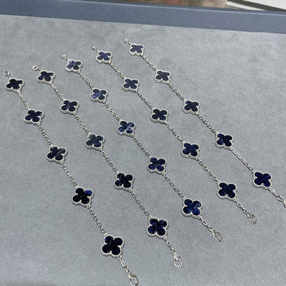 ˇGilded EraˇCLOVER 5 MOTIF PIETERSITE SILVER BRACELET