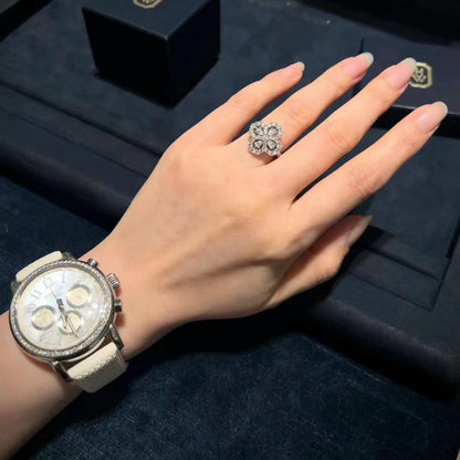 ˇGilded EraˇLOOP RING FULL MOTIF DIAMOND 16MM SILVE