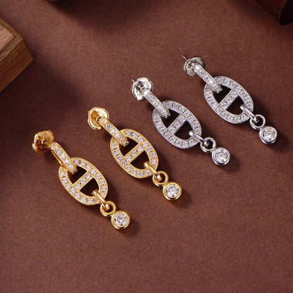 ˇGilded EraˇHM CHAINE DIAMOND EARRINGS