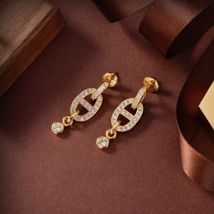 ˇGilded EraˇHM CHAINE DIAMOND EARRINGS