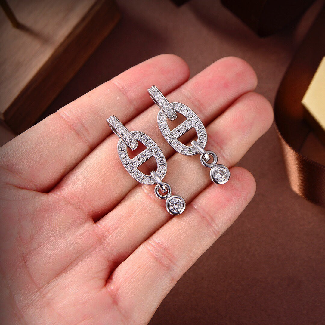 ˇGilded EraˇHM CHAINE DIAMOND EARRINGS