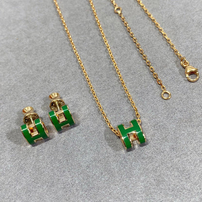 ˇGilded EraˇPOP H GREEN NECKLACE SILVER AND GOLD