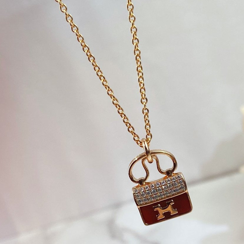 ˇGilded EraˇCONSTANCE RED PEDANT PINK GOLD NECKLACE