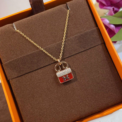 ˇGilded EraˇCONSTANCE RED PEDANT PINK GOLD NECKLACE