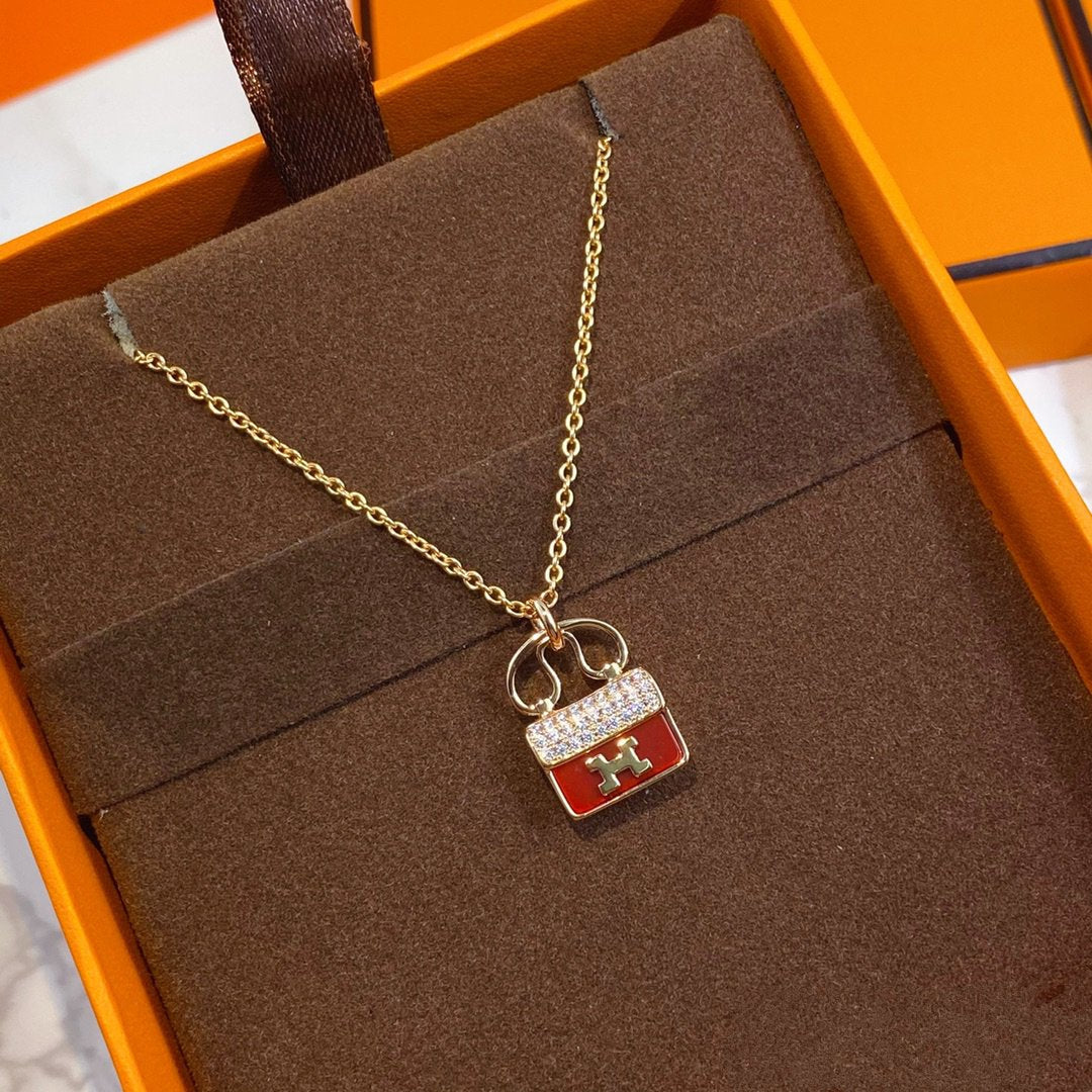 ˇGilded EraˇCONSTANCE RED PEDANT PINK GOLD NECKLACE