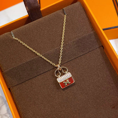 ˇGilded EraˇCONSTANCE RED PEDANT PINK GOLD NECKLACE