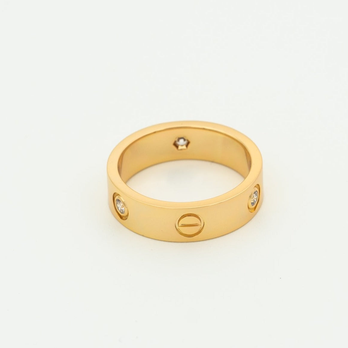ˇGilded EraˇLOVE RING 5.5MM 3 DIAMONDS PINK GOLD