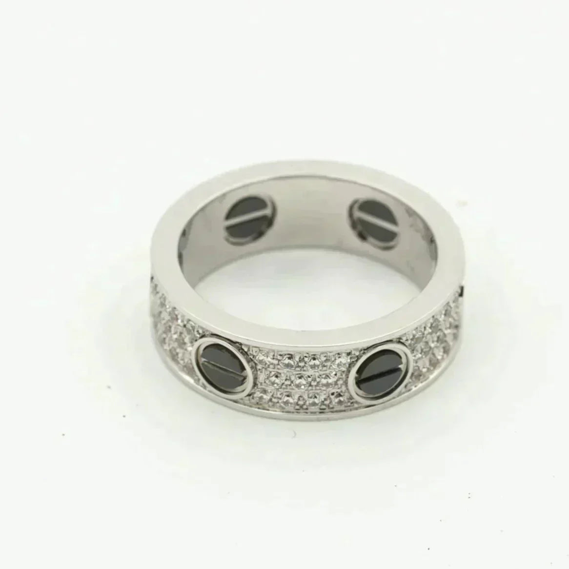 ˇGilded EraˇLOVE RING 5.5MM DIAMONDS PAVED CERAMIC