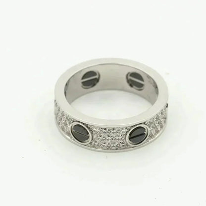 ˇGilded EraˇLOVE RING 5.5MM DIAMONDS PAVED CERAMIC