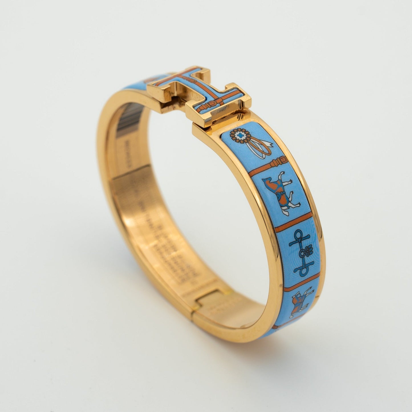 ˇGilded EraˇH PINK GOLD BRACELET BLUE CERAMIC