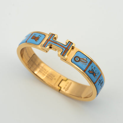 ˇGilded EraˇH PINK GOLD BRACELET BLUE CERAMIC