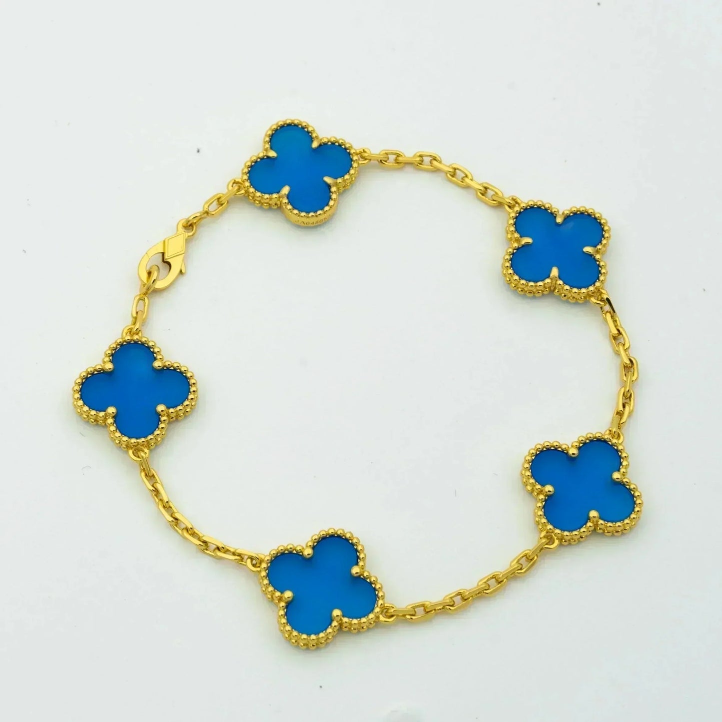 ˇGilded EraˇCLOVER 5 MOTIFS BLUE AGATE BRACELET