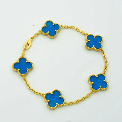 ˇGilded EraˇCLOVER 5 MOTIFS BLUE AGATE BRACELET