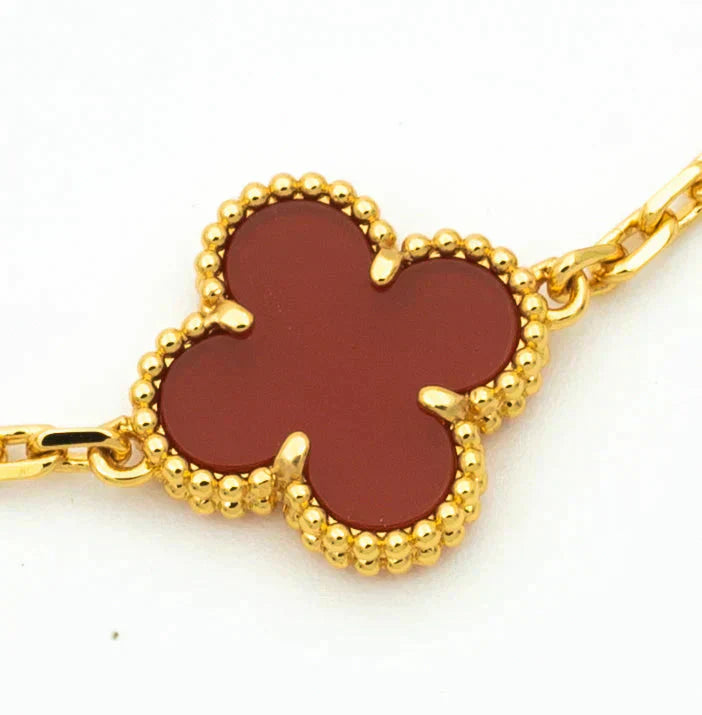 ˇGilded EraˇCLOVER 5 MOTIFS CARNELIAN DIAMOND BRACELET