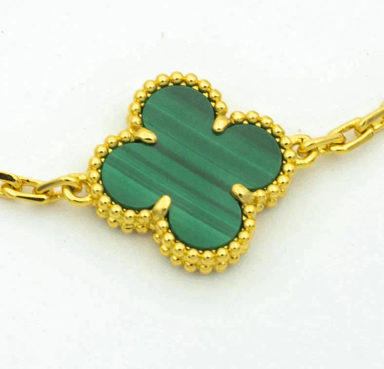 ˇGilded EraˇCLOVER  5 MOTIF MALACHITE DIAMOND BRACELET