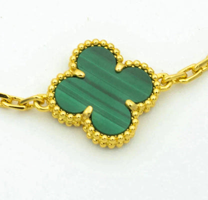 ˇGilded EraˇCLOVER  5 MOTIF MALACHITE DIAMOND BRACELET