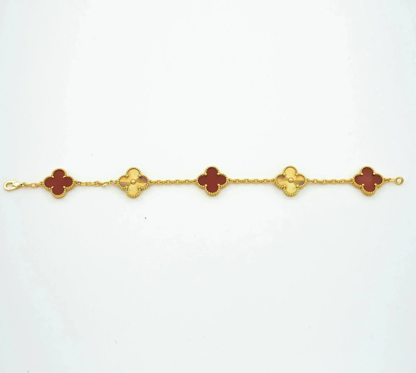 ˇGilded EraˇCLOVER  5 MOTIFS CARNELIAN GOLD BRACELET
