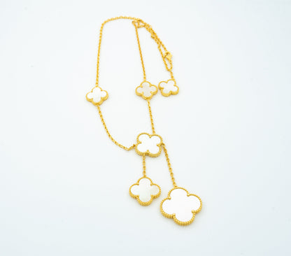 ˇGilded EraˇCLOVER MOTHER OF PEARL NECKLACE 6 MOTIF