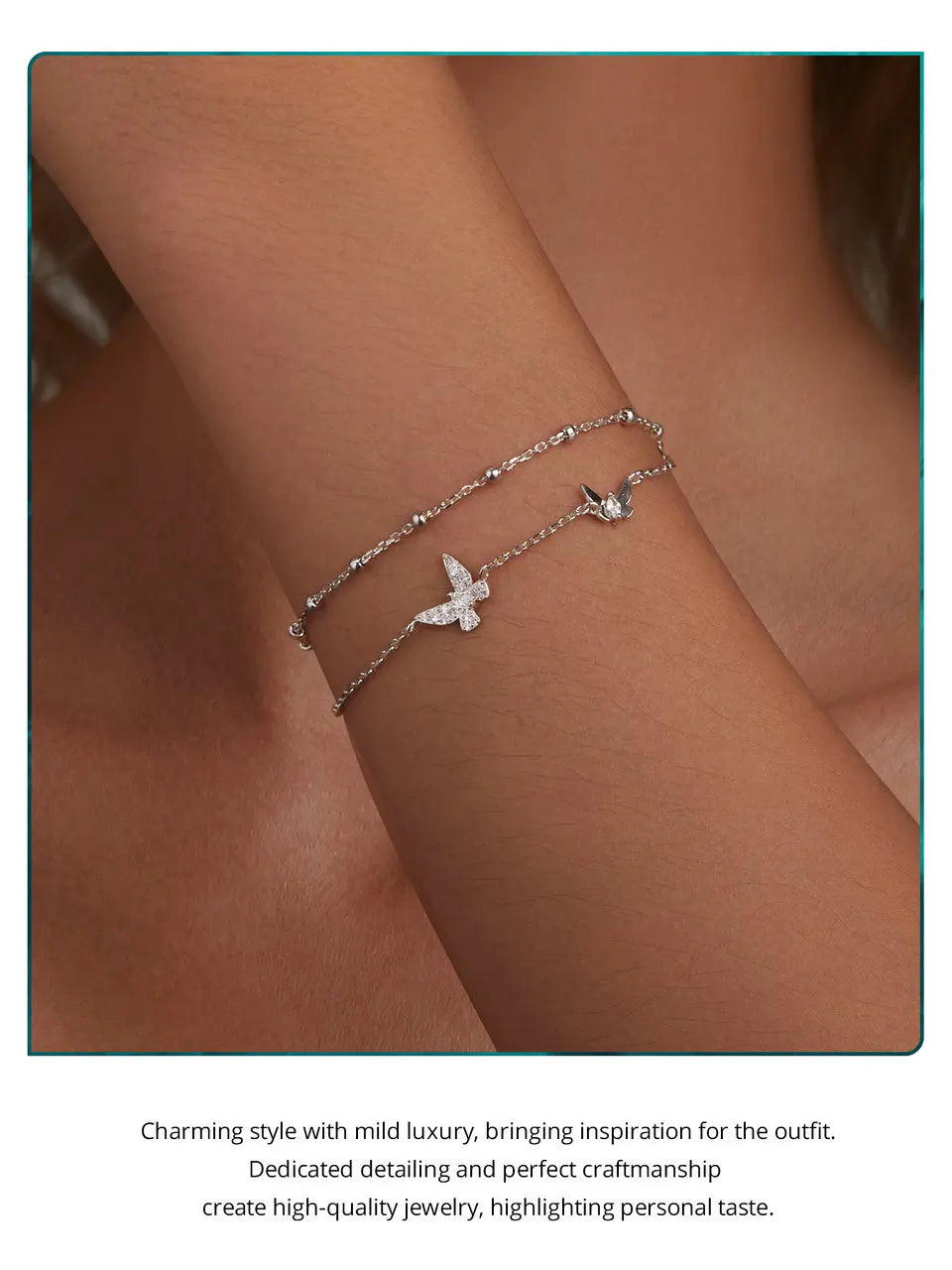 [STREET]Double-Layer Butterfly Bracelet CZ Layered Bracelet