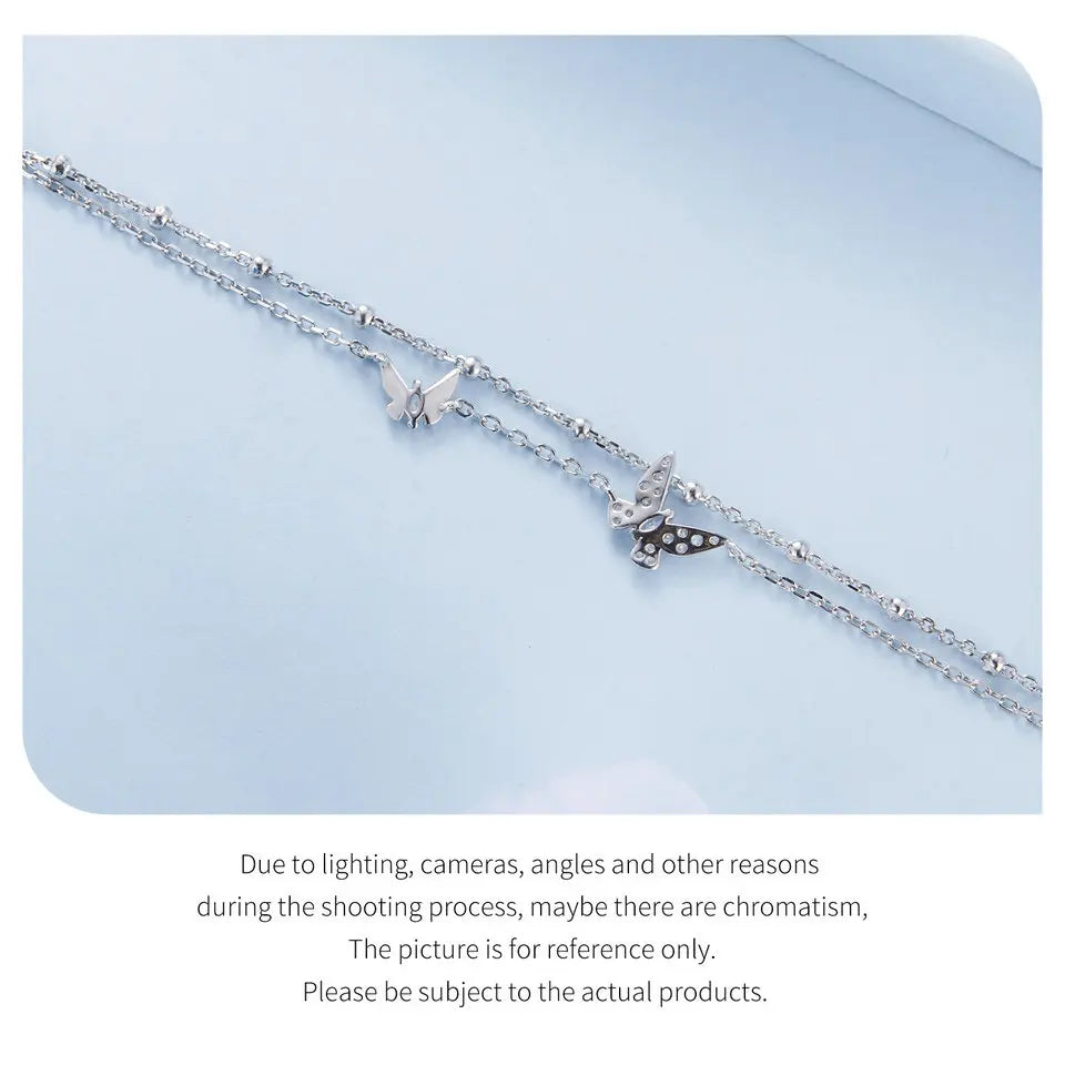 [STREET]Double-Layer Butterfly Bracelet CZ Layered Bracelet