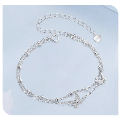 [STREET]Double-Layer Butterfly Bracelet CZ Layered Bracelet