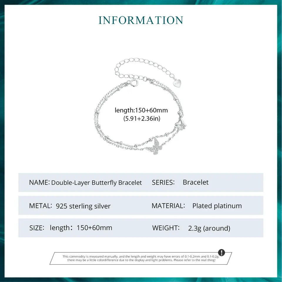 [STREET]Double-Layer Butterfly Bracelet CZ Layered Bracelet