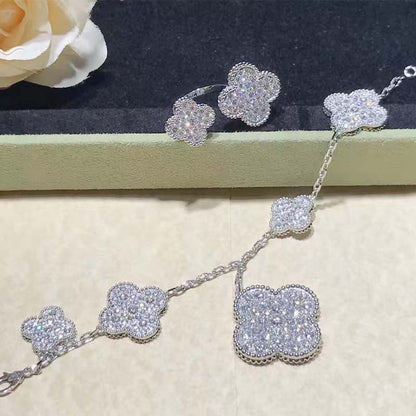 ˇGilded EraˇCLOVER 6 MOTIFS SILVER DIAMOND BRACELET