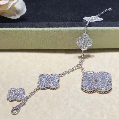 ˇGilded EraˇCLOVER 6 MOTIFS SILVER DIAMOND BRACELET