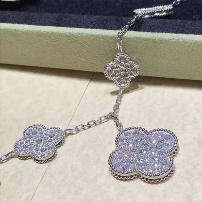 ˇGilded EraˇCLOVER 6 MOTIFS SILVER DIAMOND BRACELET