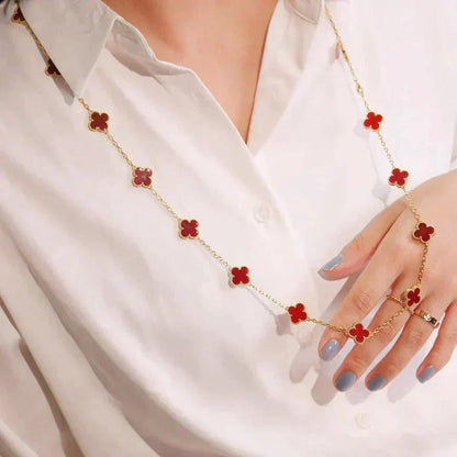 ˇGilded EraˇCLOVER 20 MOTIFS CARNELIAN NECKLACE