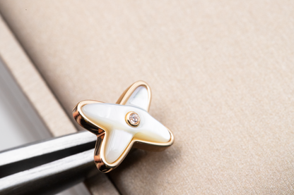 ˇGilded EraˇJEUX DE WHITE MOP ROSE GOLD DIAMOND EARRINGS