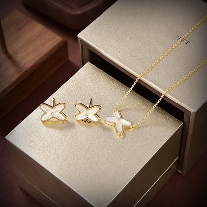 ˇGilded EraˇJEUX DE WHITE MOP GOLD DIAMOND EARRINGS