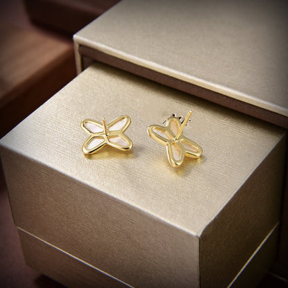 ˇGilded EraˇJEUX DE WHITE MOP GOLD DIAMOND EARRINGS